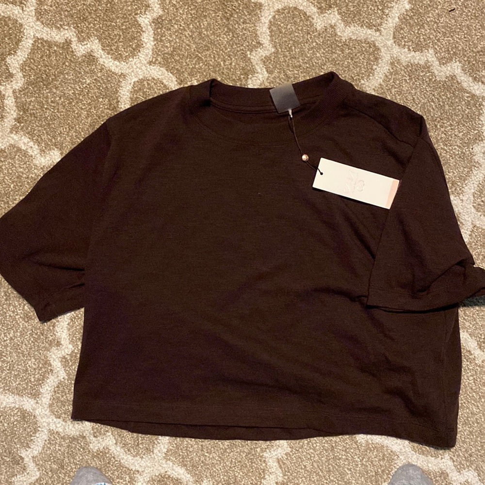 Calia brown cropped short sleeve top NWT size L